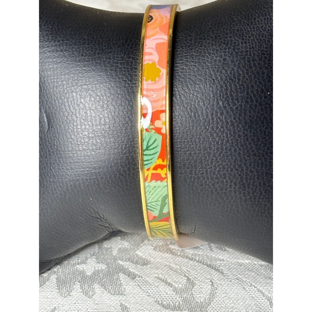 Rifle Paper Co. Strawberry Fields Enamel Skinny Cuff Bracelet Gold Plated NWT